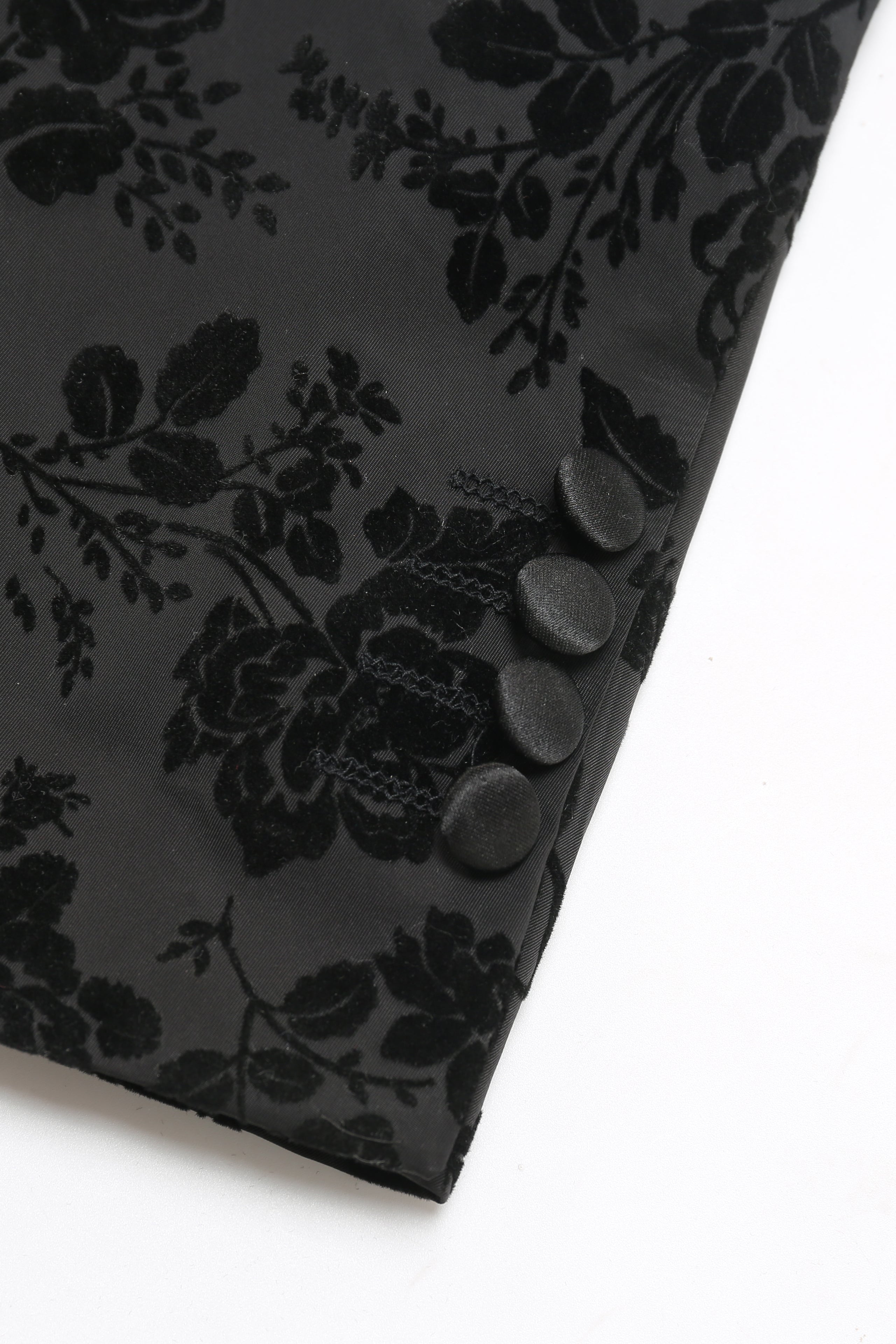 Svart Peak Lapel Jacquard 3-delad Baldräkter för män