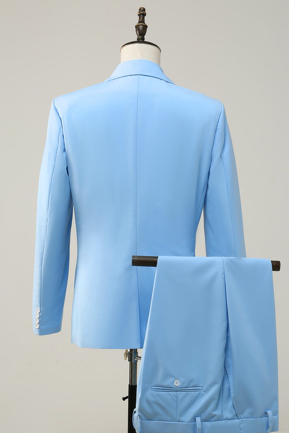 Himmelsblå Peak Lapel Enkelknäppt 2-Delad Baldräkter för män