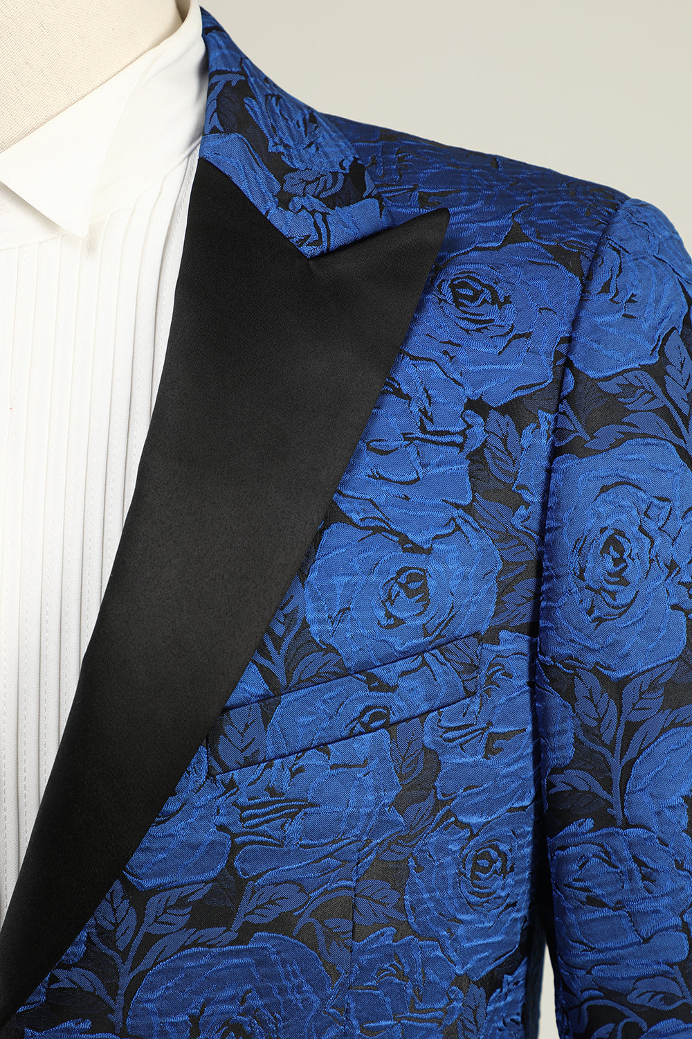 Kungsblå Peak Slag Jacquard Enkelknäppt Balkavaj För Män