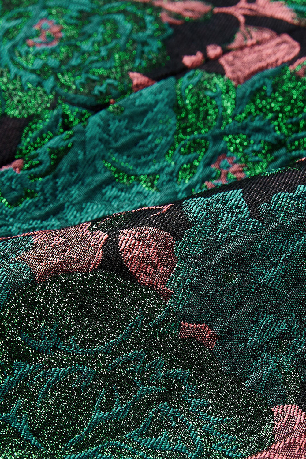 Grön Sjal Lapel Jacquard Blommönster Mäns Hemkomst Jacka Blazer