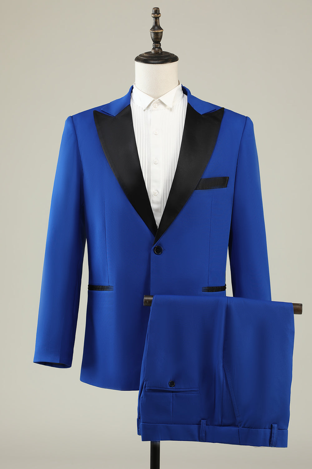 Blå Slim Fit Peak Slag En Knapp Baldräkter för Män