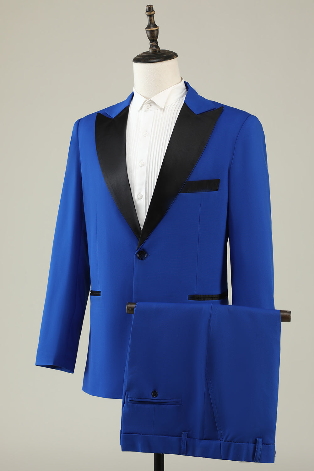 Blå Slim Fit Peak Slag En Knapp Baldräkter för Män