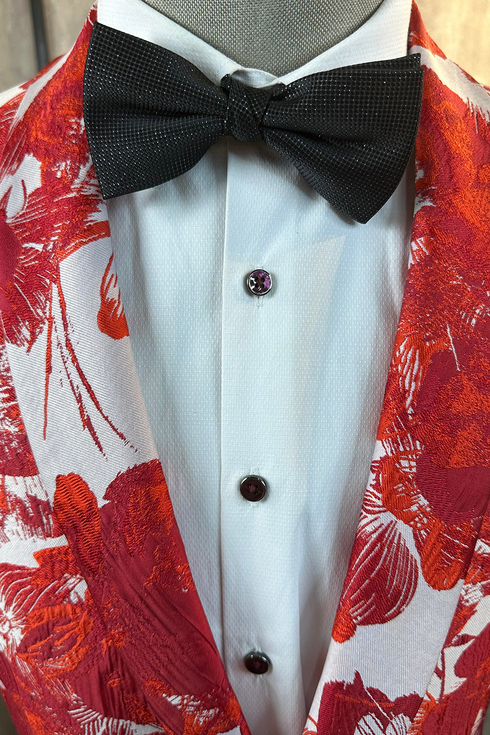 Röd blommig Jacquard 2-delad Män Balkostymer