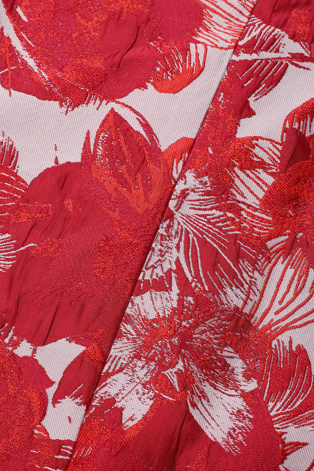 Röd Blommig Jacquard 2-delad Herrdräkt