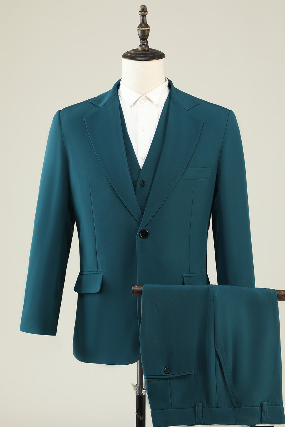 Mörkgrön Hackad Kavaj 3-Delad Baldräkt för Män