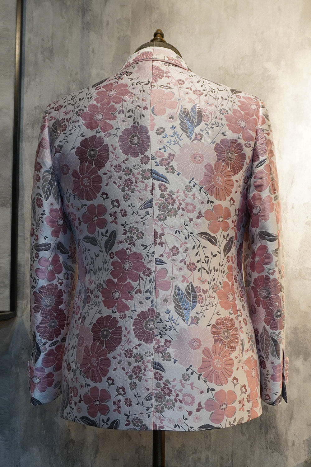 Rosa blommig Jacquard Sjal Lapel 2-Delad Bal Hemkomstdräkter