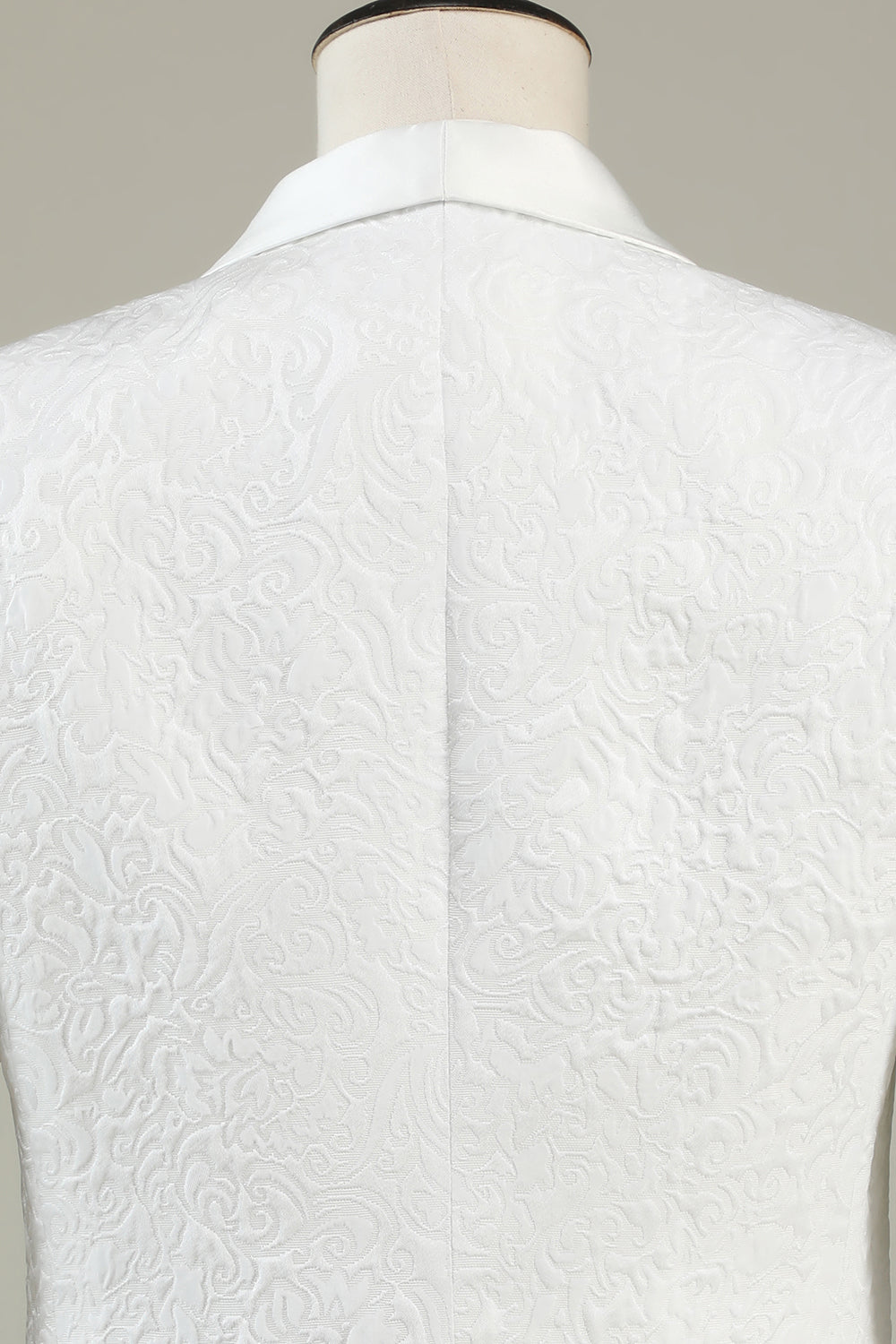 Vit Jacquard Sjal Lapel 3-Delad Baldräkter