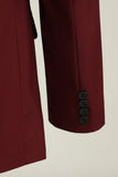Bourgogne Peak Lapel 3-Delade Baldräkter För Män
