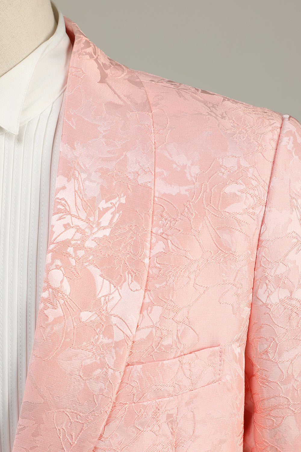 Ljusrosa Jacquard 2-Delad Sjal Slag En Knapp Balkostymer