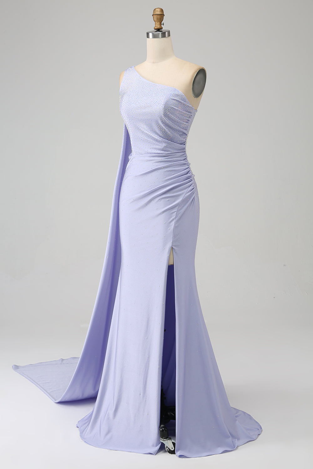 Mermaid Lilac One Shoulder Lång Balklänning med slits