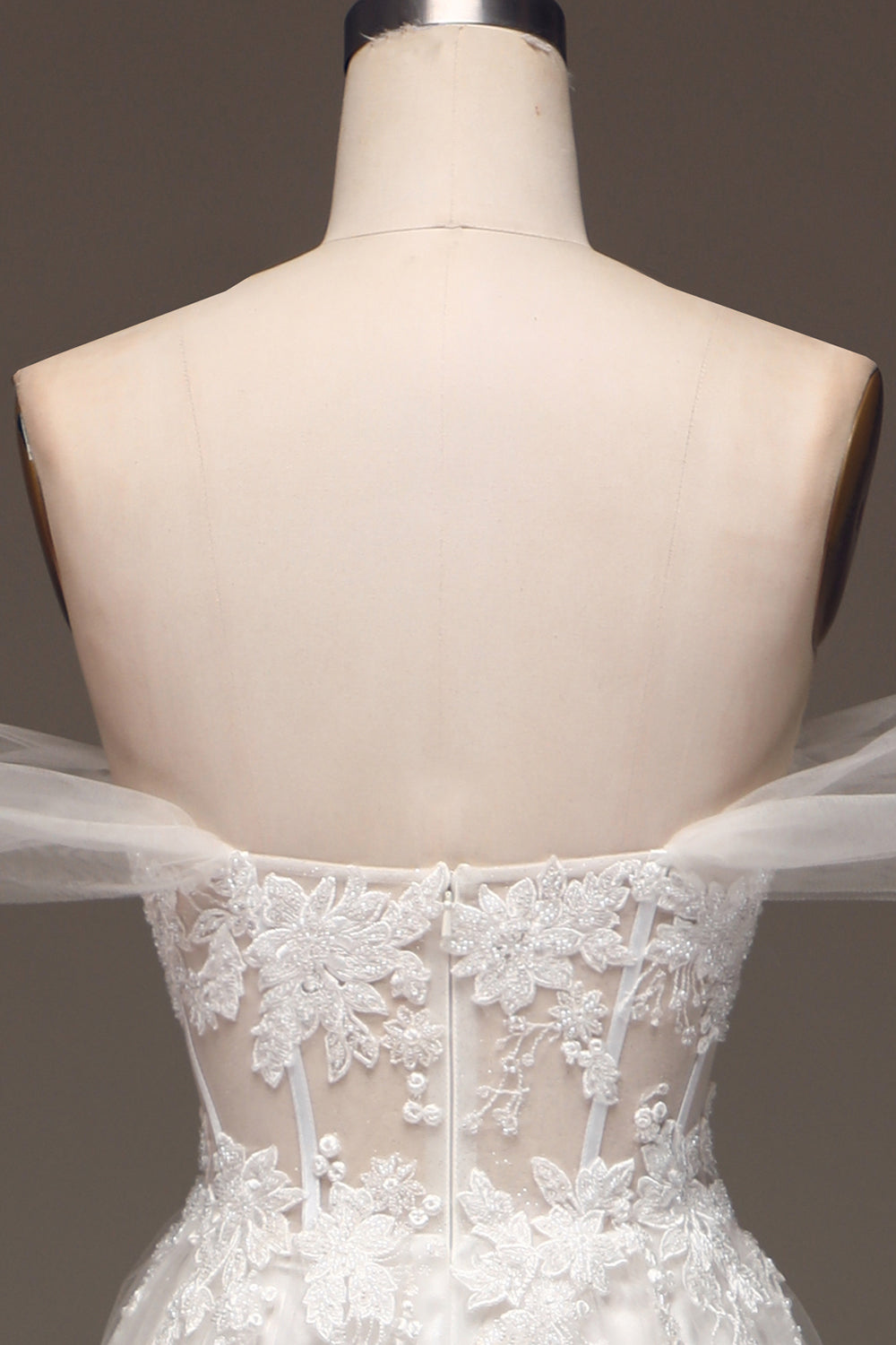 Vit Off The Shoulder A Line Corset Prom Klänning med applikationer