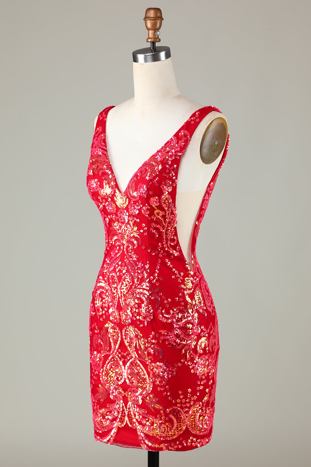 Lavendel Glittrande Tight Homecoming Klänning med rygglös