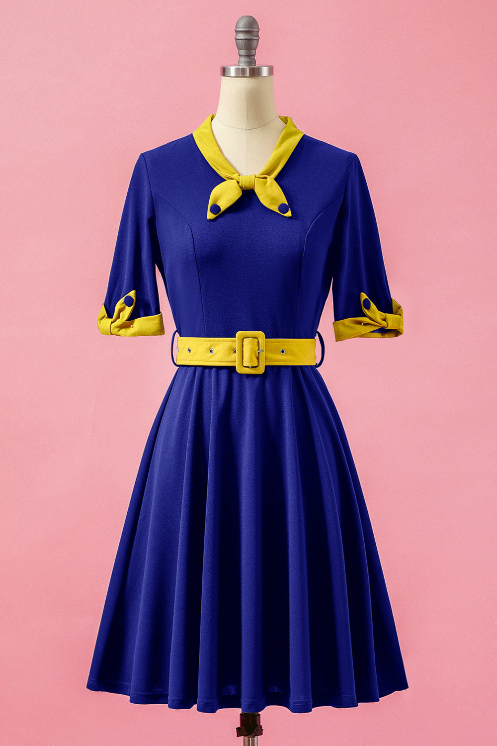 Grön Lapptäcke V-ringning Swing Festklänning