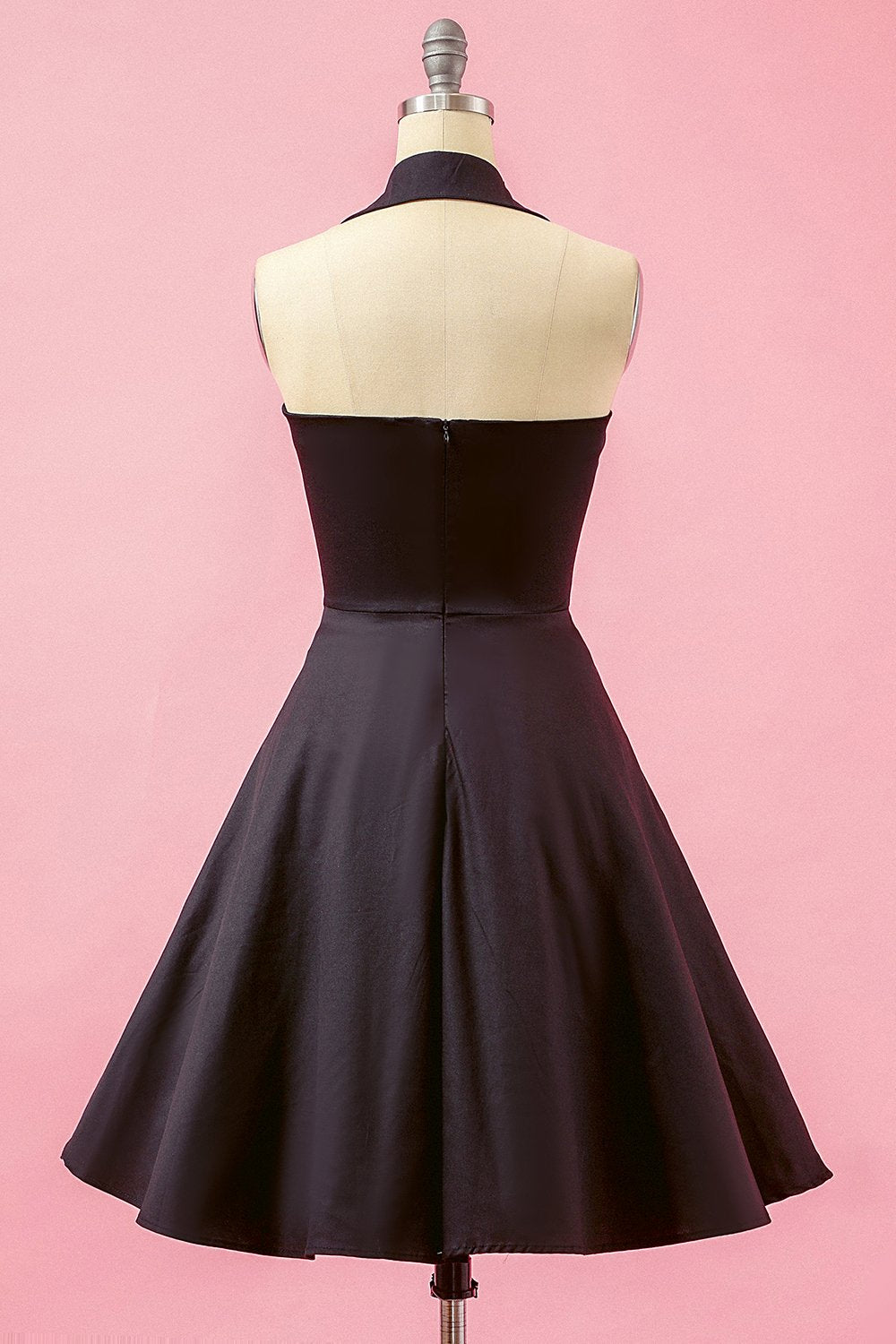 Svart Lapptäcke V-ringning Swing Festklänning