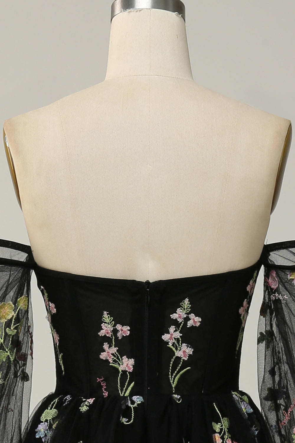 Grön Av Axeln Långa Ärmar A-linje Balklänning