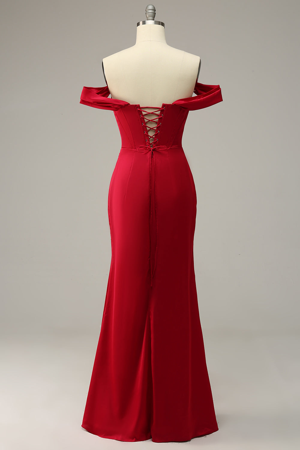 Sjöjungfru av axeln Bourgogne Plus Size Bal Dress med delad front