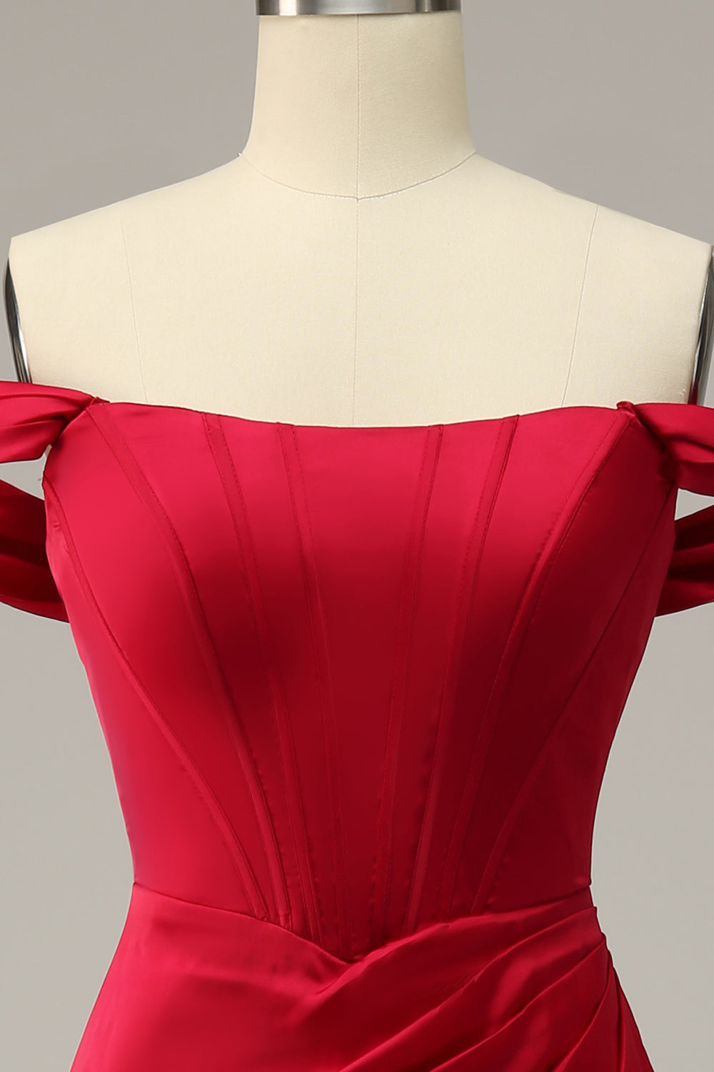 Sjöjungfru av axeln Bourgogne Plus Size Bal Dress med delad front