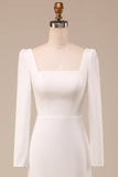 Elfenben sjöjungfru fyrkantig hals brudklänning med långa ärmar