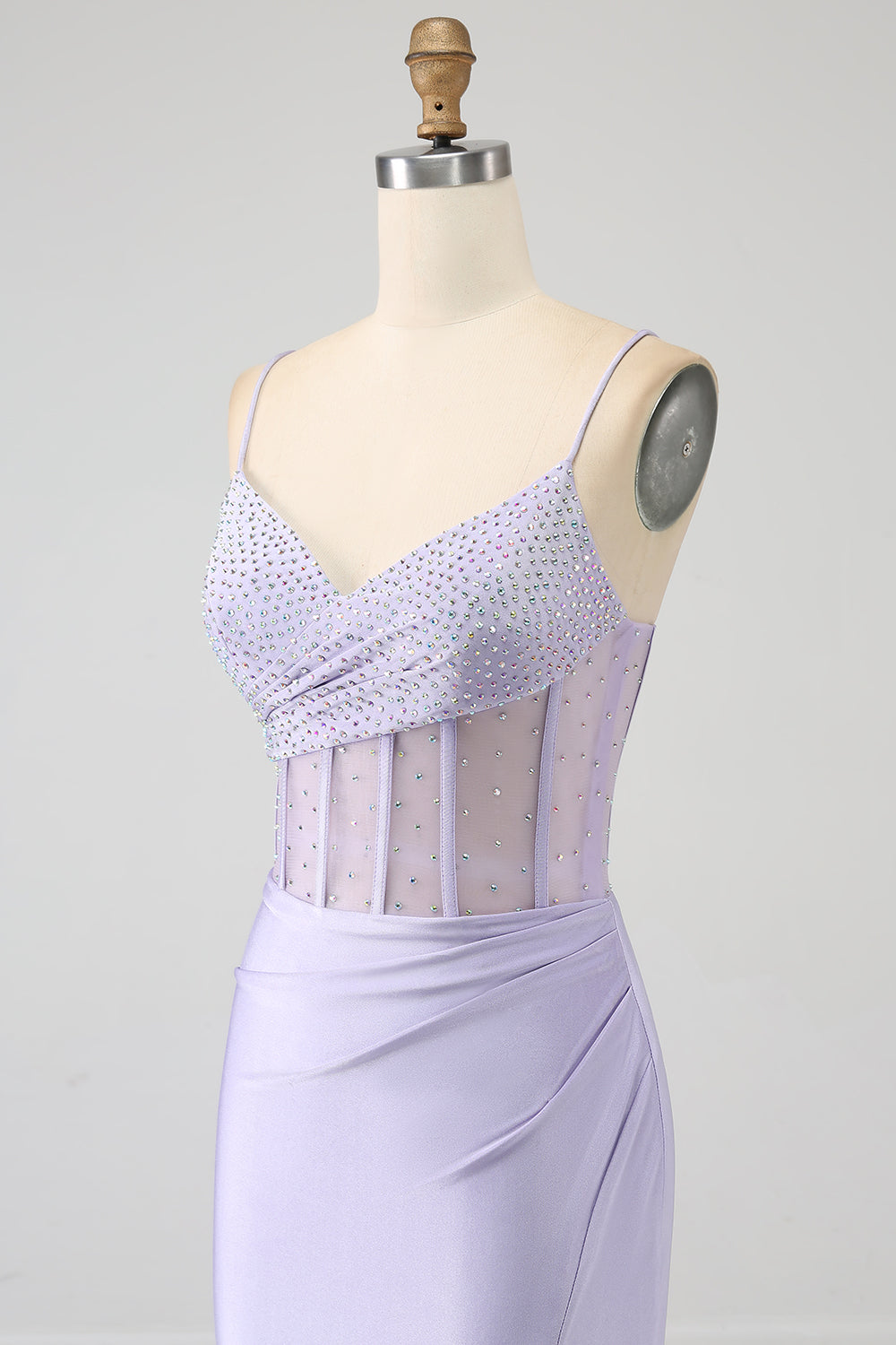 Glitter Lila Korsett Mermaid Lång Balklänning med slits