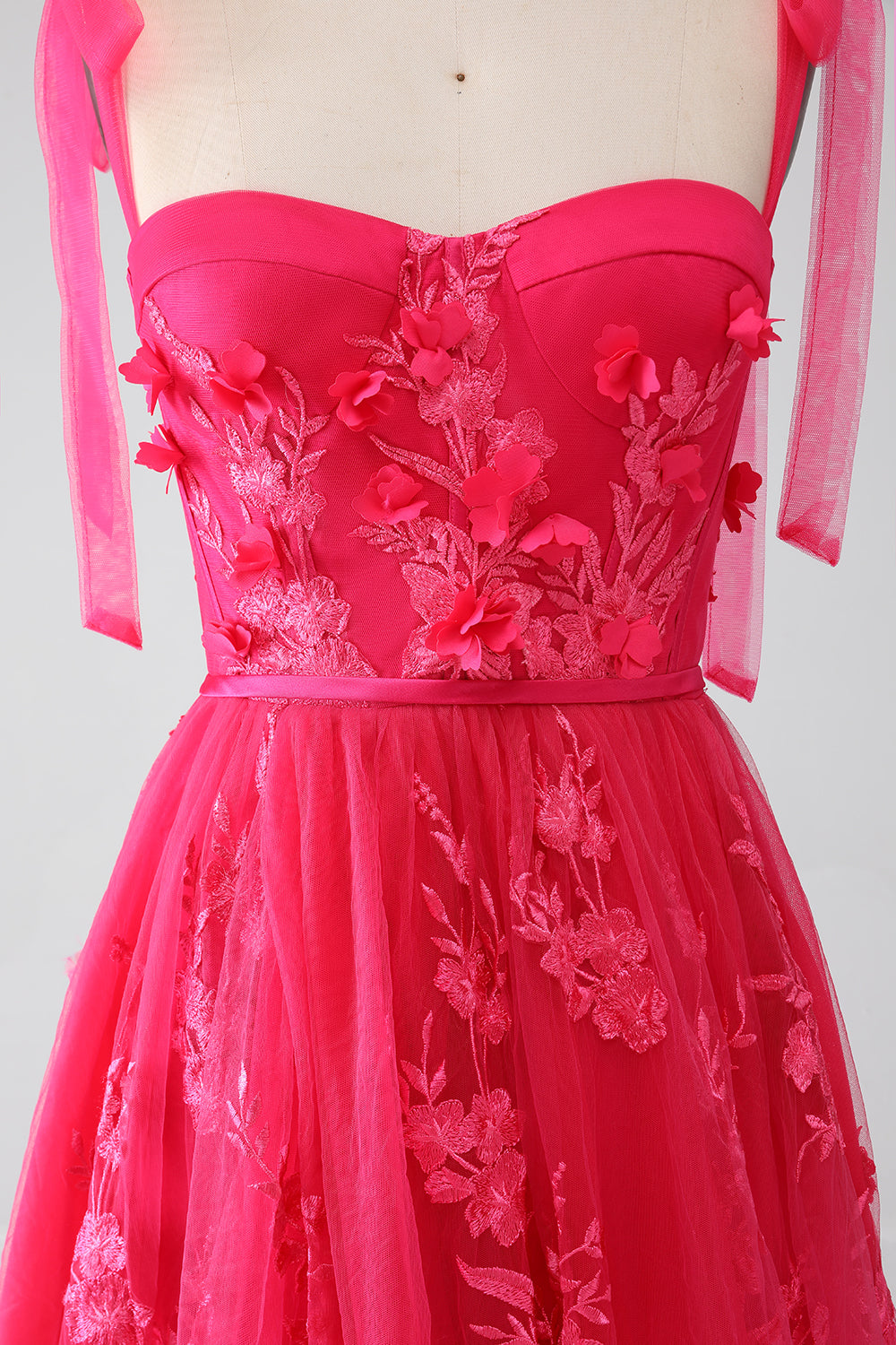 A-linje Spaghetti Remmar Fuchsia Lång Balklänning med Slits