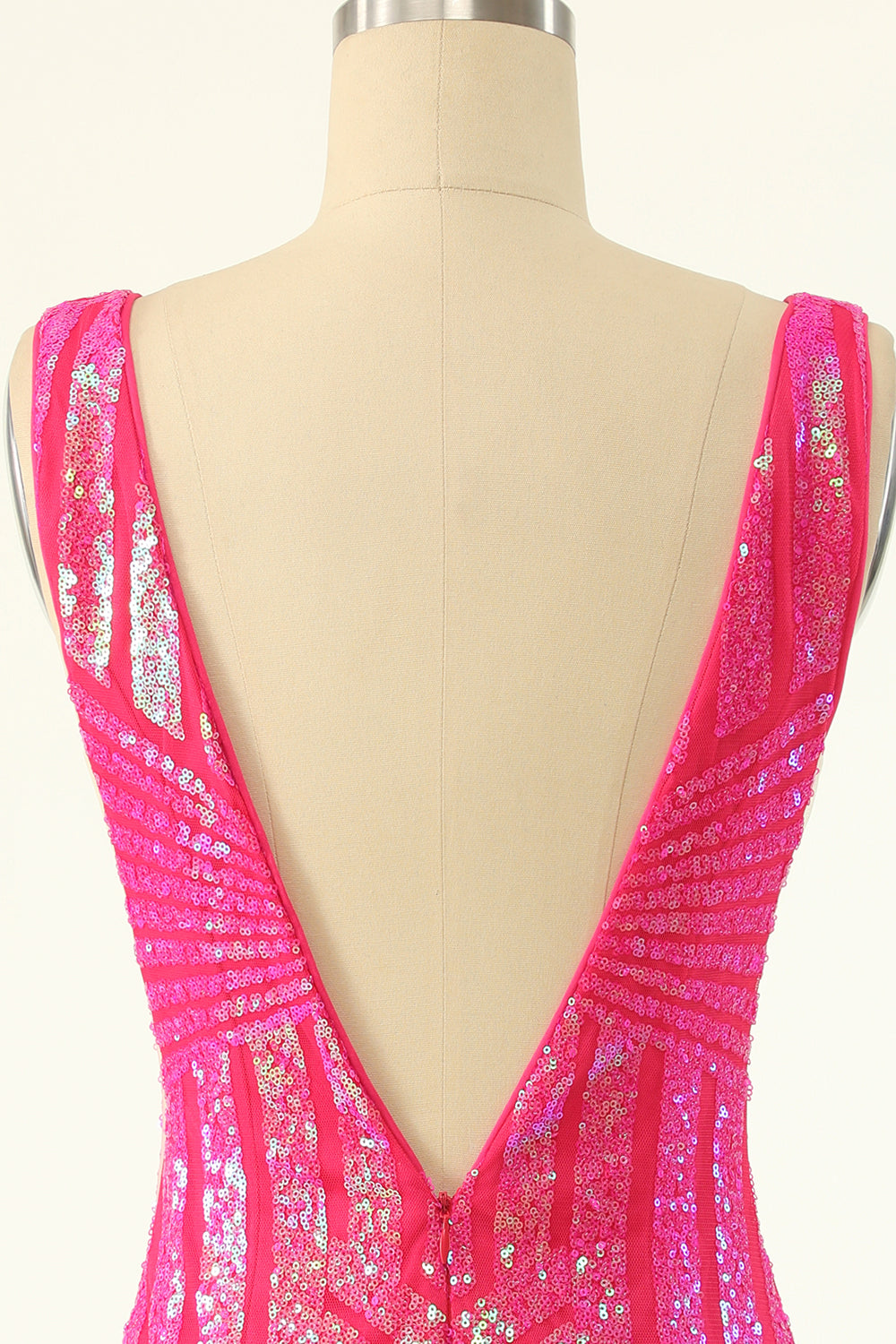 Fuchsia Paljett V-Ringaning Cocktailklänning