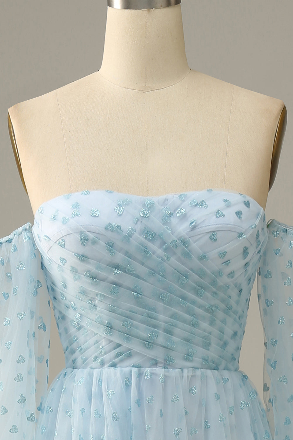 Himmelsblå Off-Shoulder Balklänning