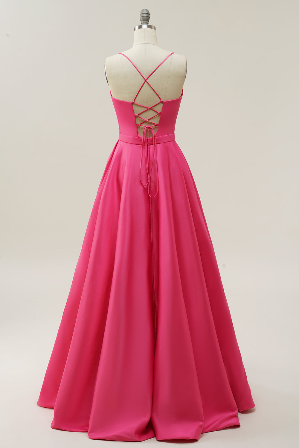 Fuchsia Halterneck A-Linje Balklänning
