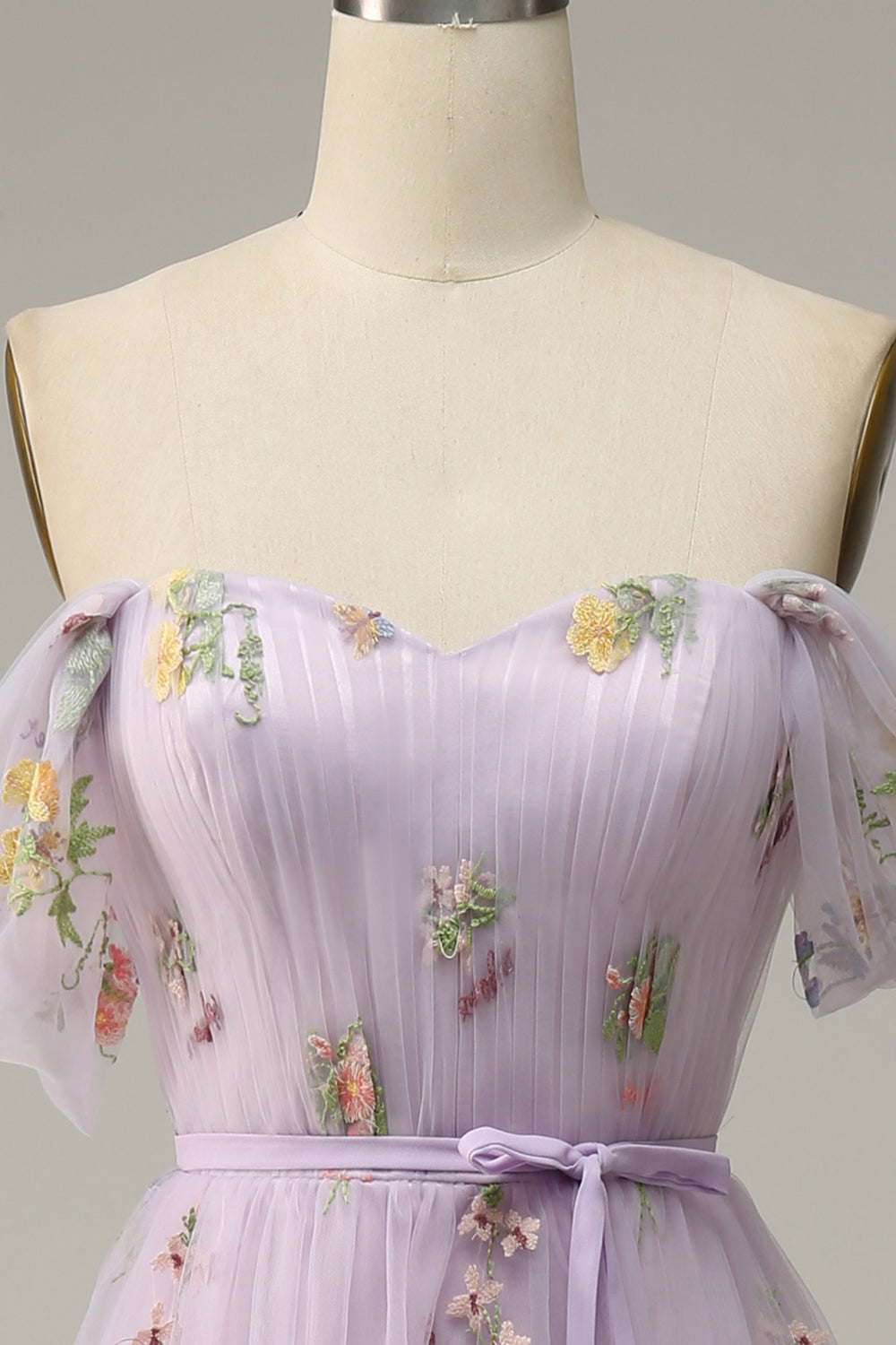 Lavendel A-Linje Tyll Off Shoulder Balklänning