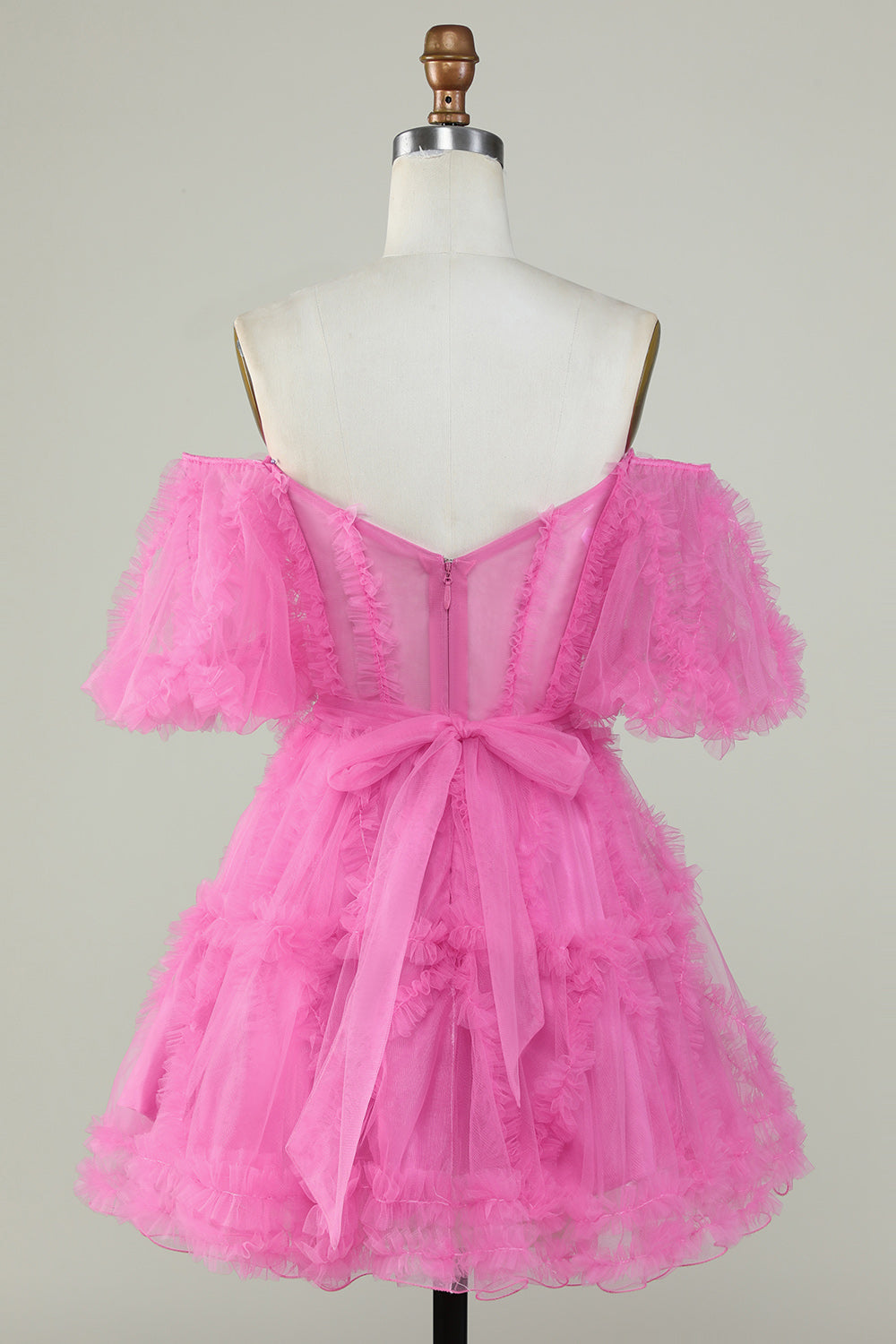 Snygg A-linje Av Axeln Fuchsia Corset Homecoming Klänning
