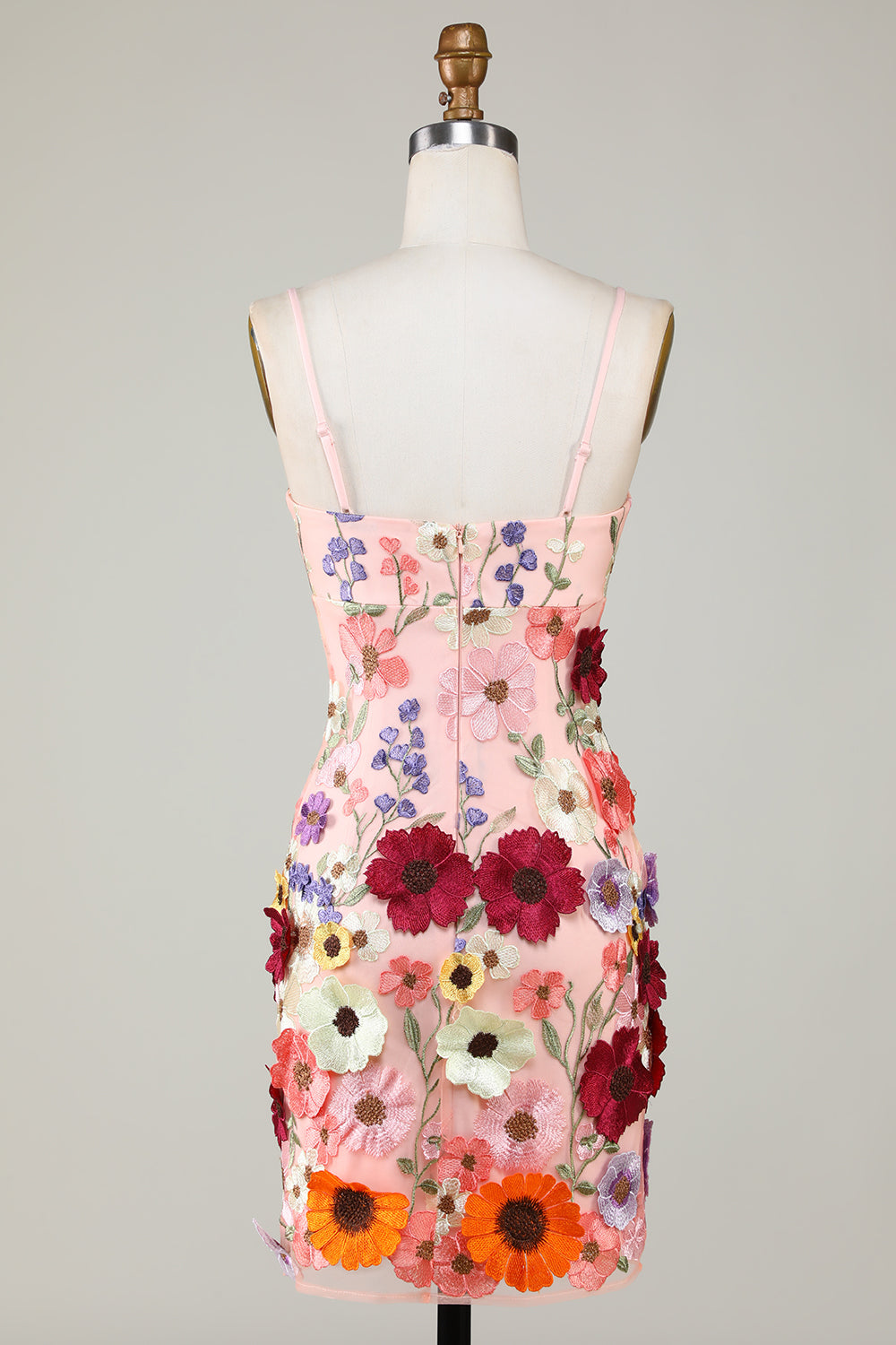 Bodycon Spaghettiband Svart Homecoming Klänning med 3D Blommor