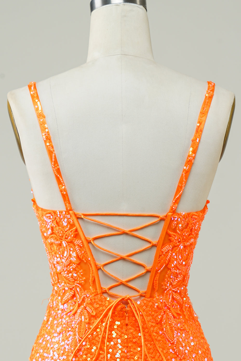 Glitter Orange Tight Homecoming Klänning med pärlstav