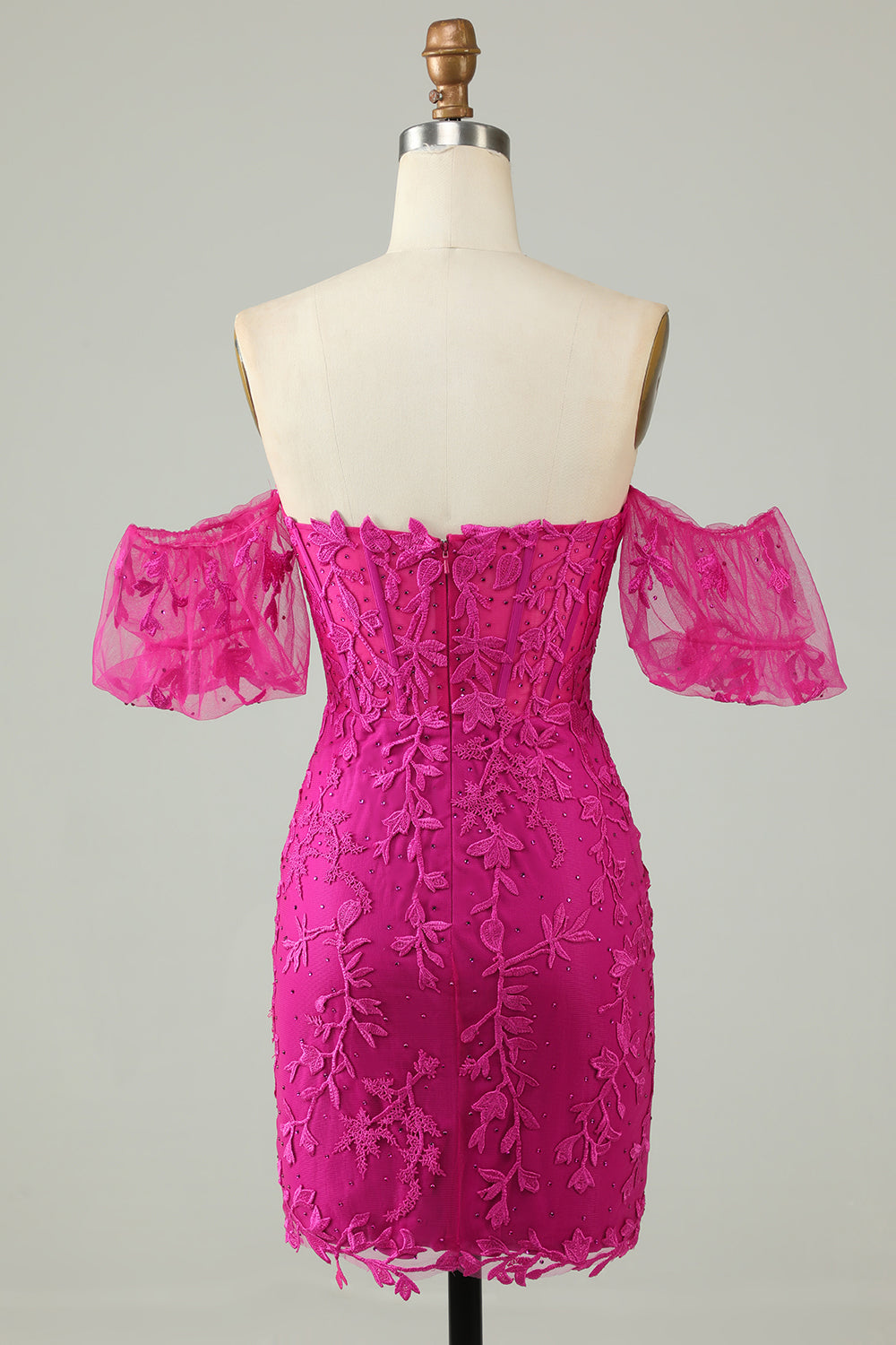 Fuchsia Av Axeln Bodycon Appliques Homecoming Klänning