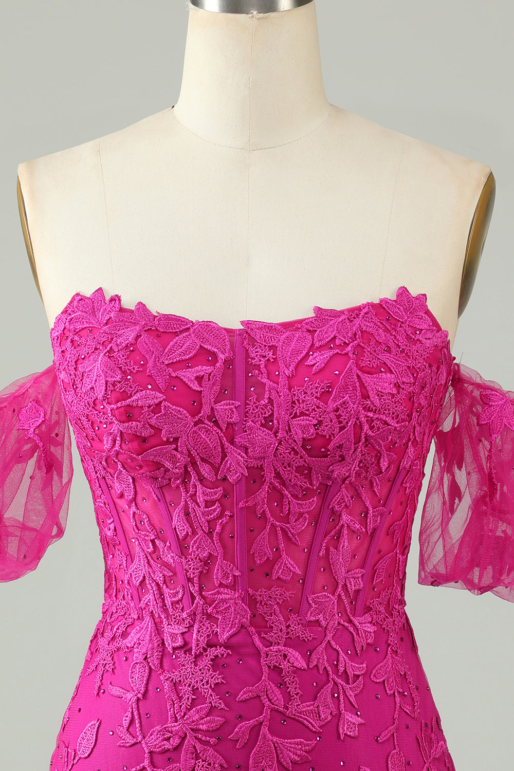 Fuchsia Av Axeln Bodycon Appliques Homecoming Klänning