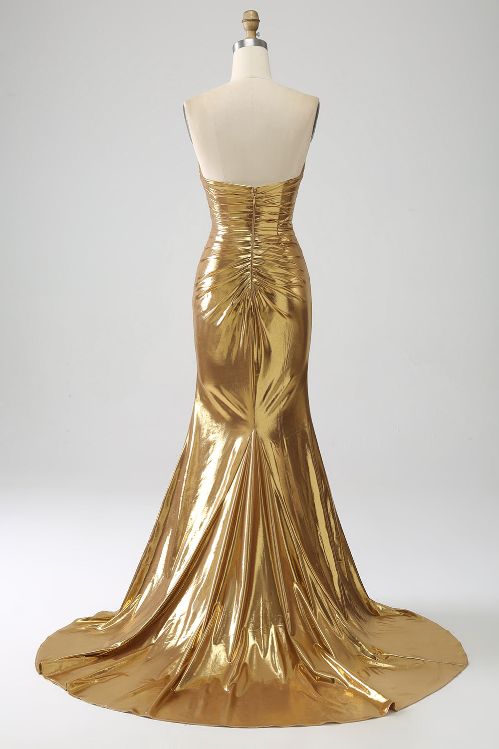 Golden Mermaid Axelbandslös Lång Balklänning med Slits