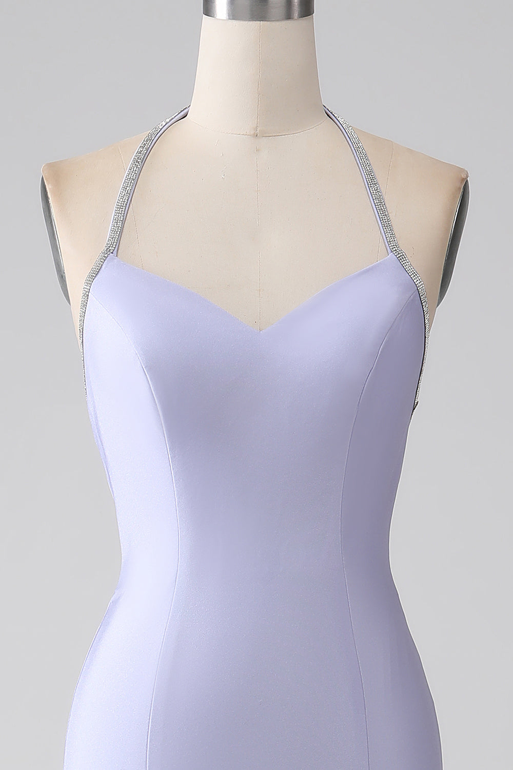 Fuchsia Mermaid Halter Neck Backless Lång Balklänning