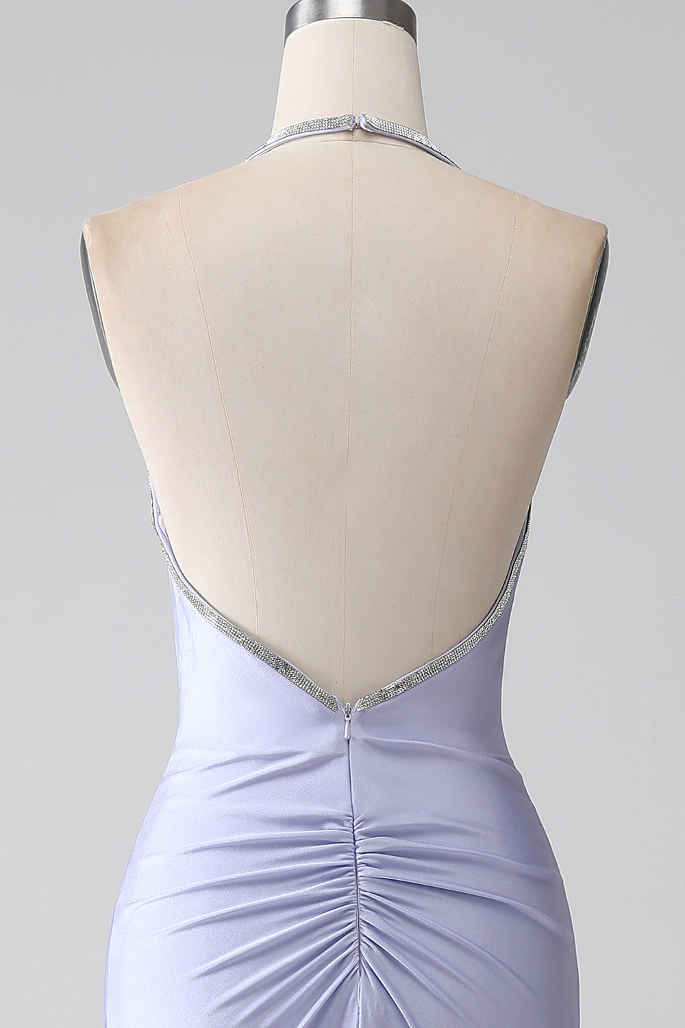 Fuchsia Mermaid Halter Neck Backless Lång Balklänning
