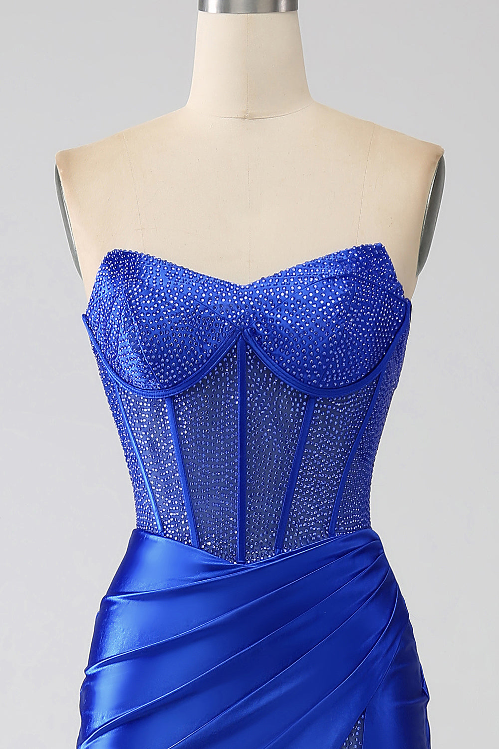 Mermaid Axelbandslös Royal Blue Corset Balklänning med Beading
