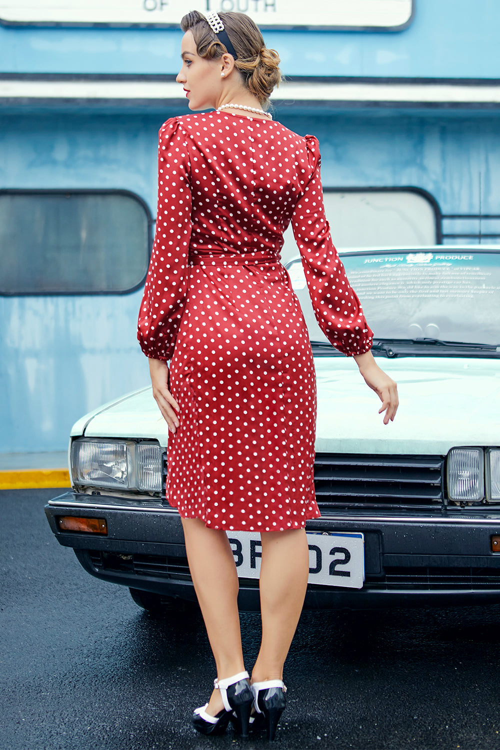 Vinröd Prickar Vanlig Klänning