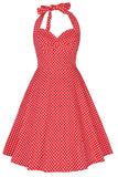 Halter tryckt 1950-talet Pin Up Dress