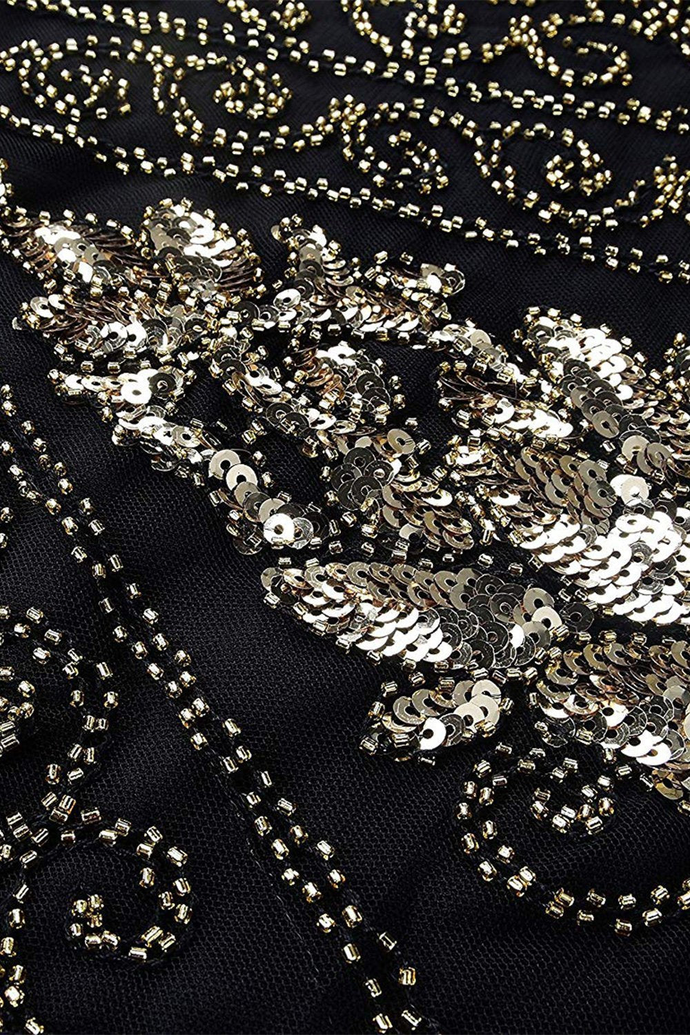 V-ringning Svart Gatsby Fransklänning