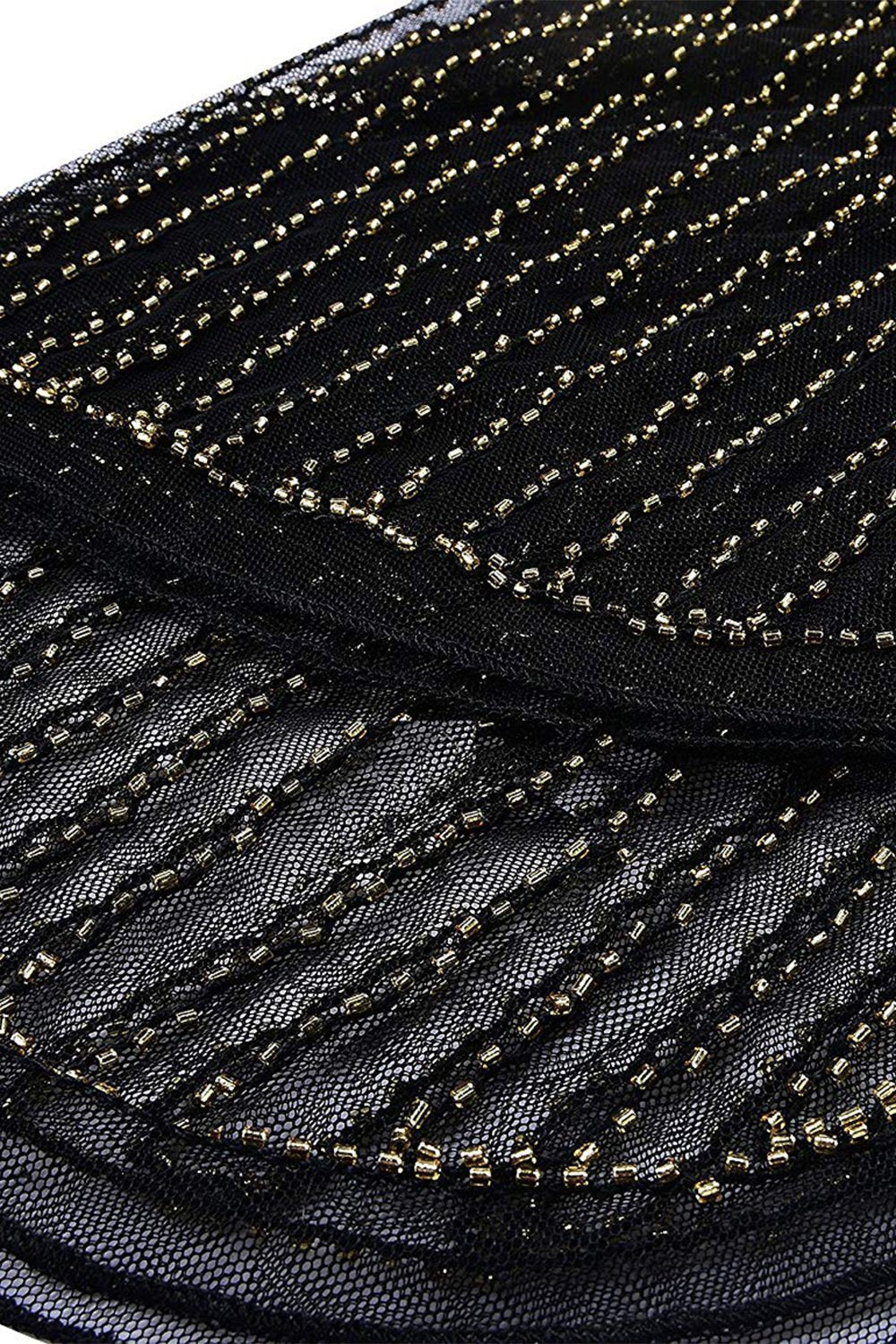 V-ringning Svart Gatsby Fransklänning