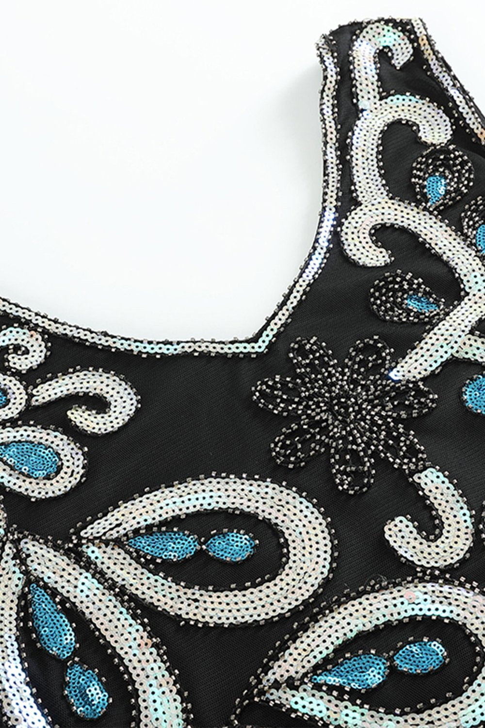 Svart Blå Asymmetrisk V-ringning Gatsby Klänning