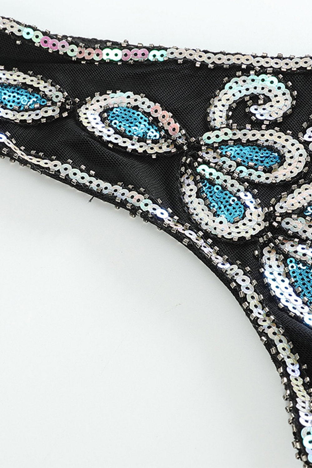 Svart Blå Asymmetrisk V-ringning Gatsby Klänning