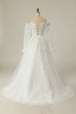 Lyxig a line off the Shoulder White Wedding Dress med Appliques