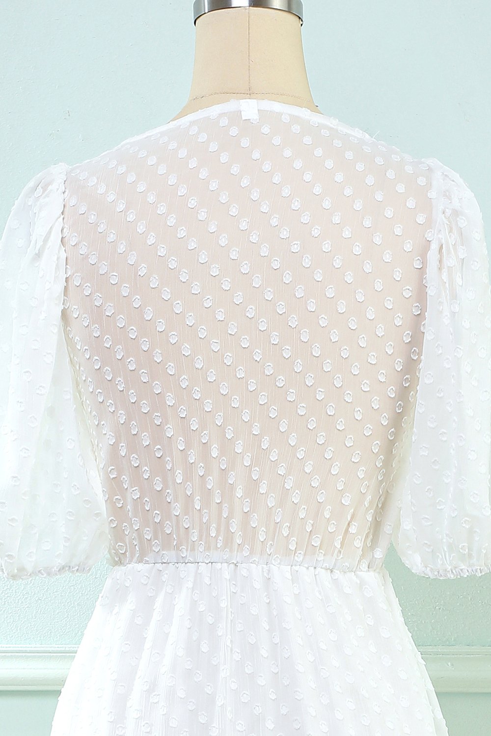 Vit Midi Babydoll Klänning