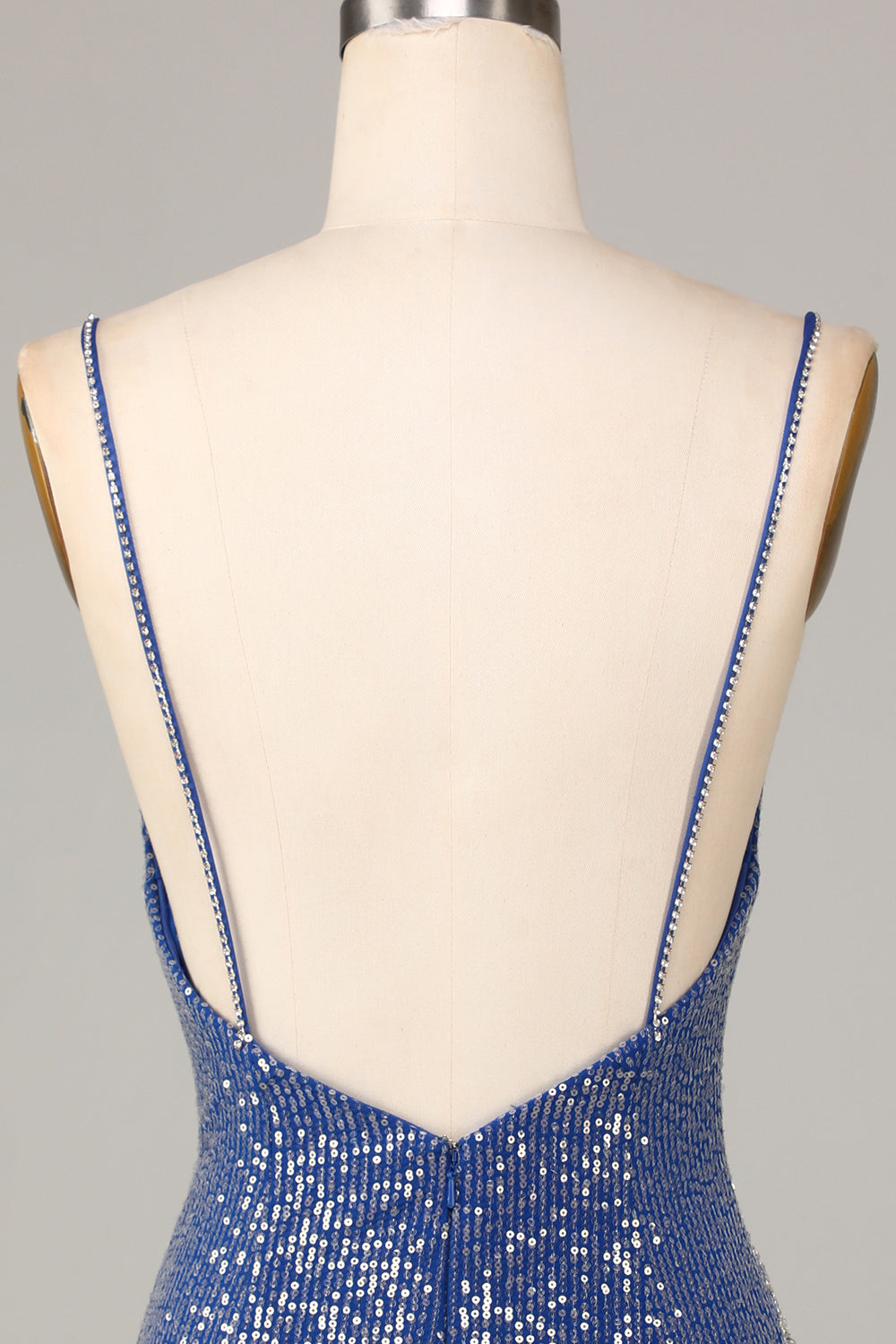 Sparkle 'til Dawn Slida Spaghetti Straps Mörkblå Kort Homecoming Klänning med broderi