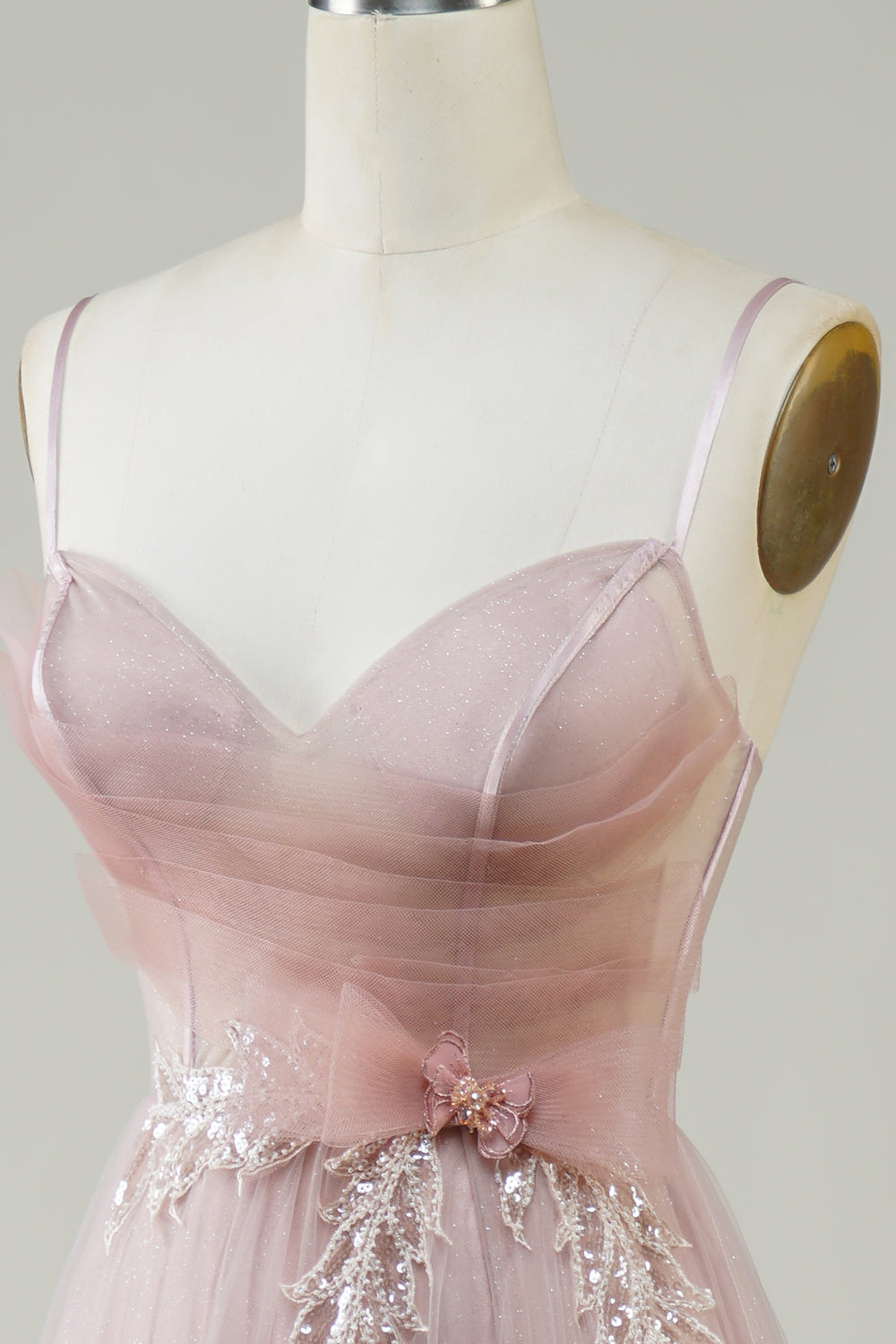 Rodna A-Linje Corset Lång Tulle Balklänning med Applikationer