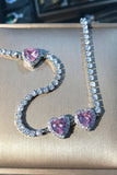 Rosa Runt Halsband med Hjärta Strass