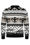 Mäns Slim Fit Khaki Pullover Tryckt Stickad Tröja
