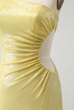 Snygg Gul Bodycon One Shoulder Kort Homecoming Klänning med ihålig